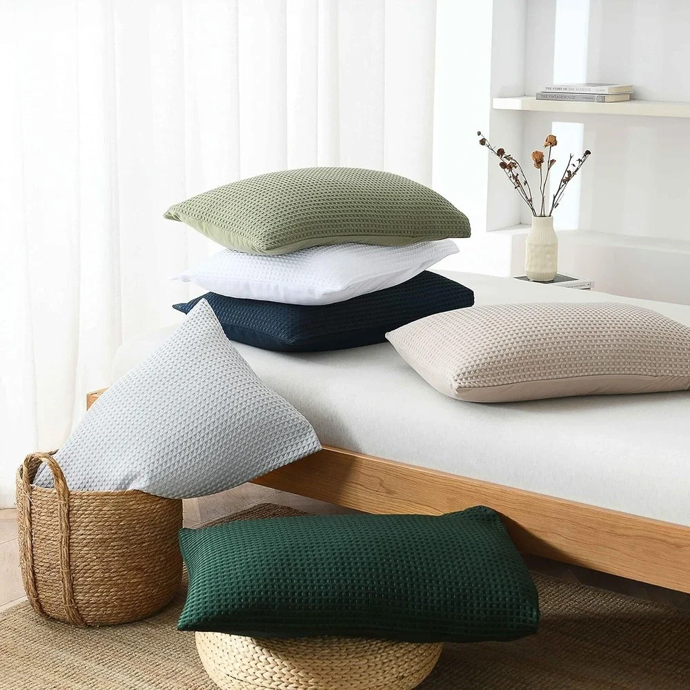 Moonline Waffle Weave King Duvet Cover 3 Piece Set Grey King
